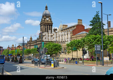 Leeds Town Hall, Zentralbibliothek und Kunstgalerie, Victoria Square, Headrow, UK Stockfoto