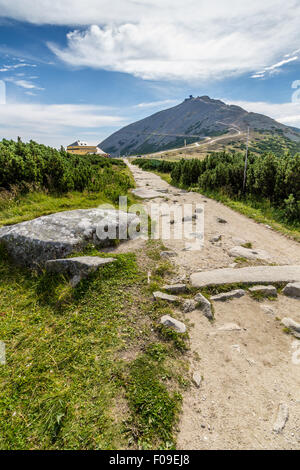 Auf dem Trail in der Nähe von Pec Pod Snezkou im Riesengebirge, Tschechische Republik Stockfoto