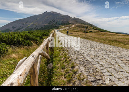 Auf dem Trail in der Nähe von Pec Pod Snezkou im Riesengebirge, Tschechische Republik Stockfoto