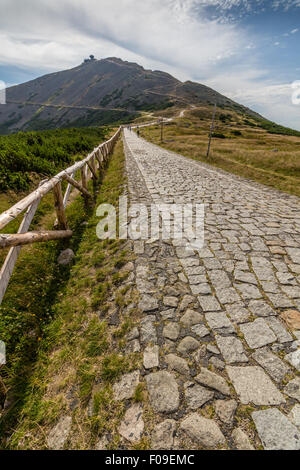 Auf dem Trail in der Nähe von Pec Pod Snezkou im Riesengebirge, Tschechische Republik Stockfoto