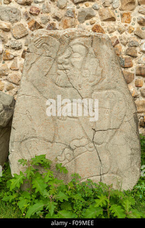 Basrelief Figur aus Stein, Monte Alban, Mexiko Stockfoto