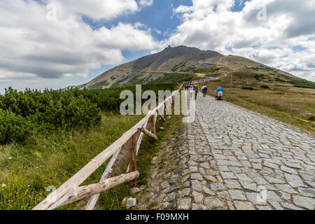 Auf dem Trail in der Nähe von Pec Pod Snezkou im Riesengebirge, Tschechische Republik Stockfoto