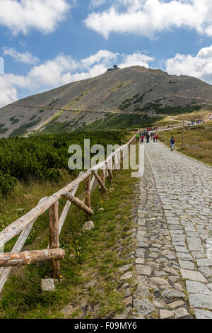 Auf dem Trail in der Nähe von Pec Pod Snezkou im Riesengebirge, Tschechische Republik Stockfoto