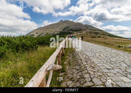 Auf dem Trail in der Nähe von Pec Pod Snezkou im Riesengebirge, Tschechische Republik Stockfoto
