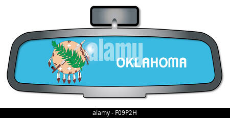 Ein Fahrzeug-Rückspiegel mit der Flagge der Bundesstaat Oklahoma Stockfoto