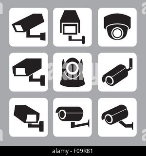 Sammlung von CCTV und Sicherheit Kamera Vektor icon Stock Vektor