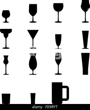 Satz von Silhouette Glas Icons, Vektor Stock Vektor