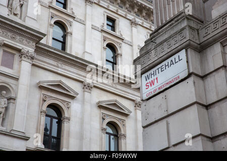 Der Ecke Whitehall und Downing Street Stockfoto