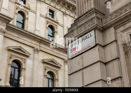Der Ecke Whitehall und Downing Street Stockfoto