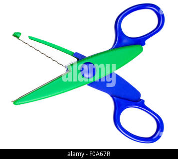 die grüne Schere isoliert auf weißem Hintergrund Stockfoto