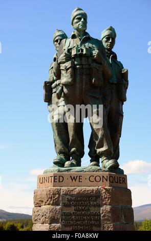 Denkmal für British Commando Kräfte während des Zweiten Weltkrieges. Spean Bridge, Schottland. Stockfoto