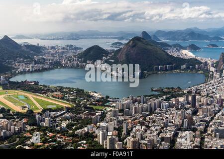 Lagoa Rodrigo de Freitas gesehen von Morro Dois Irmãos, Rio De Janeiro, Brasilien Stockfoto