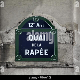 Straßenschild Quai de la Rapée in Paris Frankreich Stockfoto