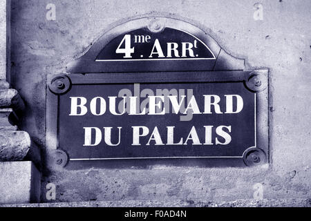 Straßenschild Boulevard du Palais in Paris Frankreich Stockfoto