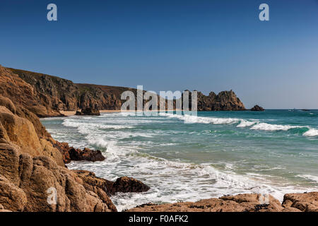 Pedn Vounder Strand von Porthcurno Stockfoto