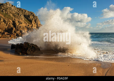 Porth Kapelle Strand, Cornwall Stockfoto