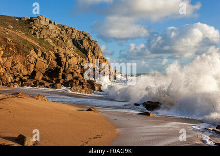 Porth Kapelle Strand, Cornwall Stockfoto