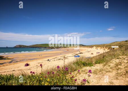 Ein Blick über Constantine Strand, mit Blick auf Trevose Head Stockfoto