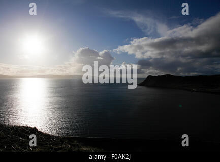 Blick auf Loch Snizort von oben Uig Isle Of Skye Stockfoto