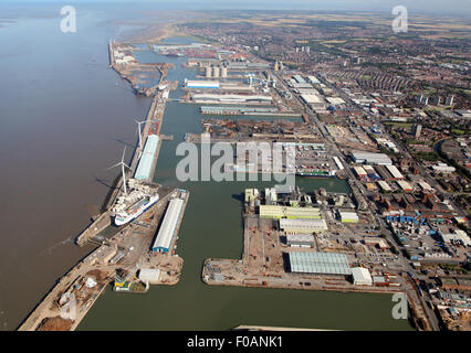 Luftaufnahme der Seaforth Docks in Liverpool, Merseyside, UK Stockfoto