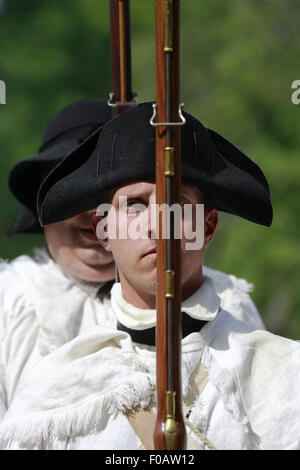 Porträt der kontinentalen Armee Soldat im Unabhängigkeitskrieg Reenactment an Jockey hohlen Morristown nationaler historischer Park Stockfoto
