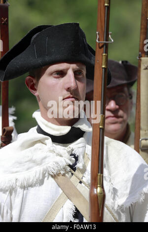 Porträt der kontinentalen Armee Soldat im Unabhängigkeitskrieg Reenactment an Jockey hohlen Morristown nationaler historischer Park Stockfoto