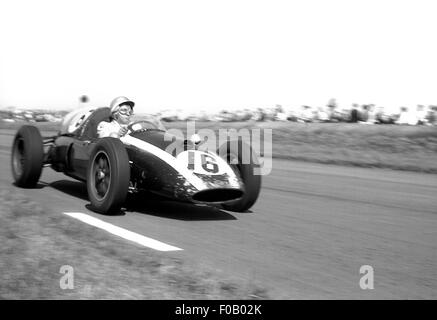 GP von Großbritannien Aintree 18. Juli 1959. Bruce McLaren Cooper-Climax T51 beendete 3.. Stockfoto