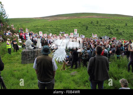 Demonstranten Kampagne gegen die illegale Verfolgung von Kornweihen am Kornweihe, Goyt Valley Derbyshire England UK Stockfoto