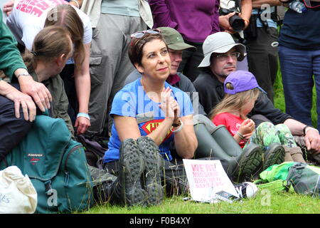 Demonstranten Kampagne gegen die illegale Verfolgung von Kornweihen am Kornweihe, Goyt Valley Derbyshire England UK Stockfoto