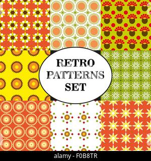 Retro-Vektor Musterdesigns Sammlung.  Satz von helle florale Ornamente. Stock Vektor