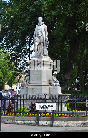 Statue von Sir Hugh Myddelton von John Thomas, Islington Green, London, England, UK Stockfoto