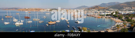 Hohen Winkel Panoramablick auf Burg von Bodrum an der türkischen Riviera Stockfoto