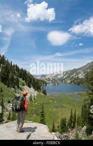 Blick über Steamboat See in Oregon Wallowa Mountains wandern. Stockfoto