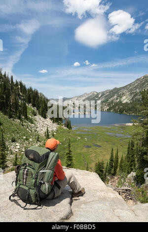 Blick über Steamboat See in Oregon Wallowa Mountains wandern. Stockfoto