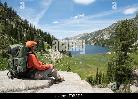 Blick über Steamboat See in Oregon Wallowa Mountains wandern. Stockfoto