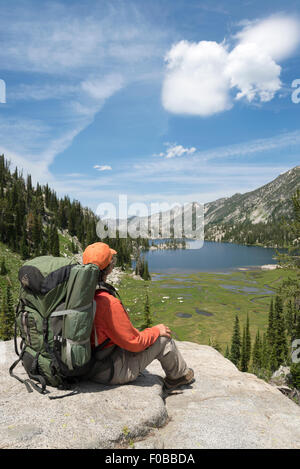 Blick über Steamboat See in Oregon Wallowa Mountains wandern. Stockfoto