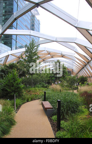 Crossrail Ort Dachgarten Canary Wharf Docklands London Stockfoto