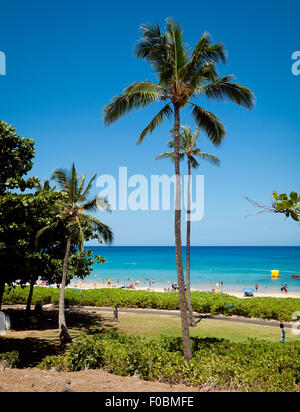 Ein Blick auf schöne Hapuna Beach am blauen Himmel Tag.  Hapuna Beach State Park, Hawai ' i (Hawaii). Stockfoto