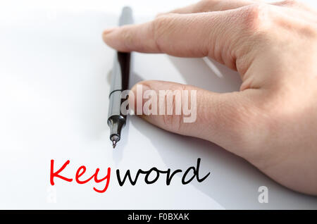 Stichwort Textkonzept isoliert auf weißem Hintergrund Stockfoto