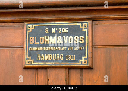 Passat, Viermast-Stahlbark, Herstellerschild Stockfoto