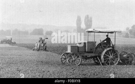 Landwirtschaft, Maschinen, Pflug mit elektrischer Kraftübertragung, um 1910, Zusatz-Rights-Clearences-not available Stockfoto