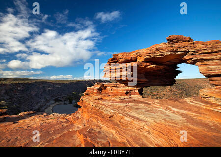 Der Natur-Fenster, einen natürlichen Bogen Felsformation im Kalbarri National Park, Western Australia. Stockfoto