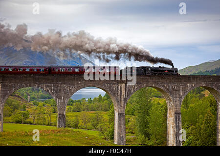 Jacobite Steam Train Glenfinnan Viadukt, Lochaber, Schottland Stockfoto