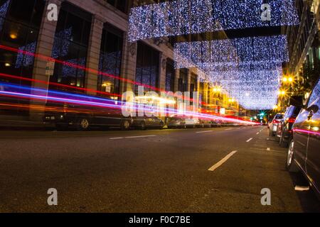 Miracle Mile, Langzeitbelichtung, Downtown, Los Angeles, Kalifornien, USA Stockfoto