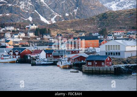 Fischerei Dorf Reine, Lofoten, Norwegen Stockfoto