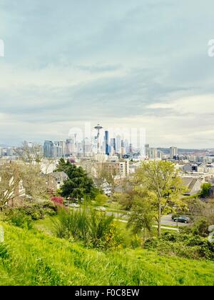 Blick auf Skyline von Kerry Park, Seattle, Washington State, USA Stockfoto