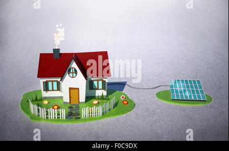 Anschauliches Bild von Haus mit Solar-panel Stockfoto