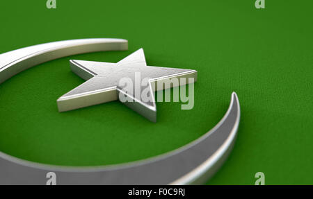 Ein Metall islamischen Halbmond und Stern auf einem strukturierten Hintergrund Stockfoto