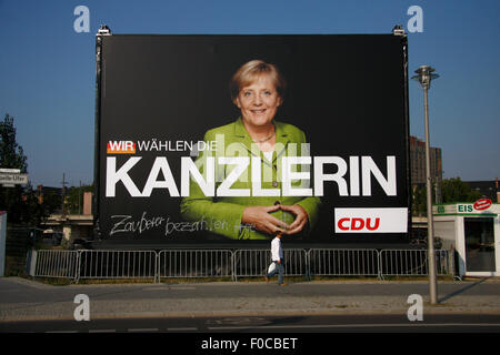 Angela Merkel (CDU) - Wahlplakate Zur Bundestagswahl 2009, 21. September 2009, Berlin. Stockfoto