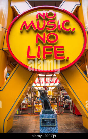 Außenseite des Tower Records Shibuya, Shibuya-Ku, Tokyo, Japan Stockfoto